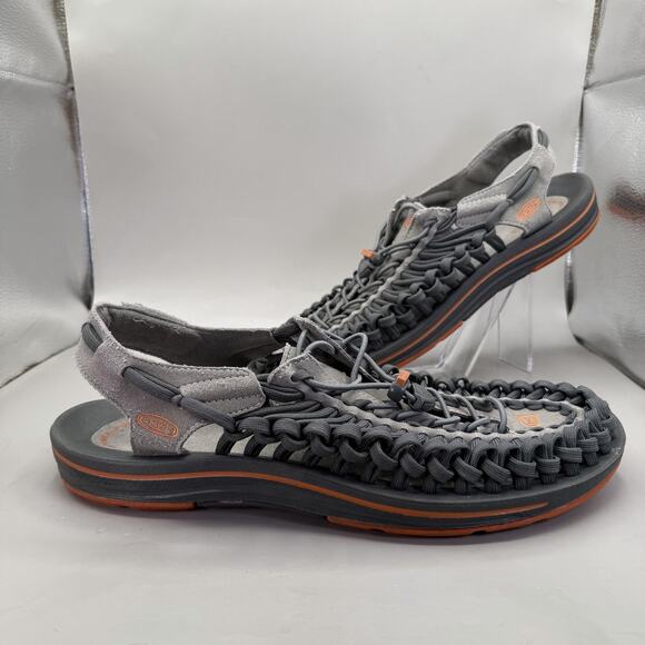 KEEN Uneek Sandals Shoes Mens Size 13 Gray Orange Woven Cord Hiking Outdoor main image 7